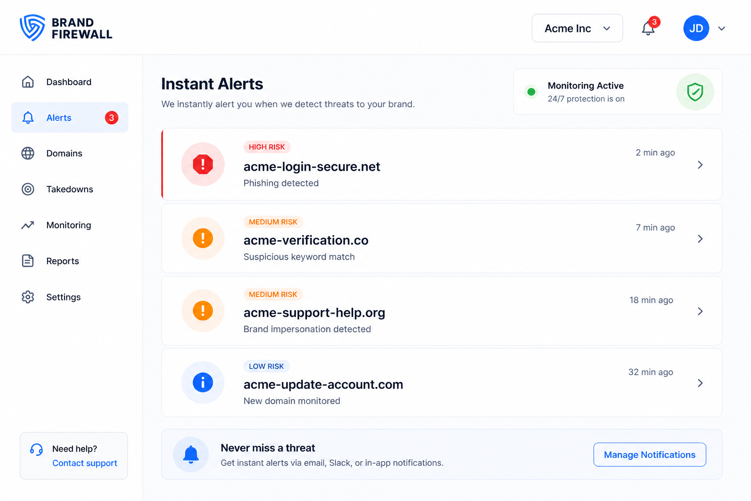 Instant Alerts - Get notified when threats are detected